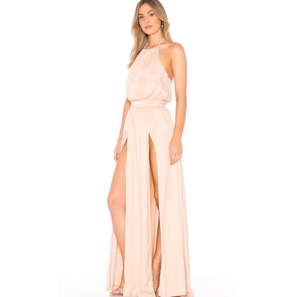Privacy Khloe Thigh High Slit Gown in Dusty Pink - Picture 2 of 4